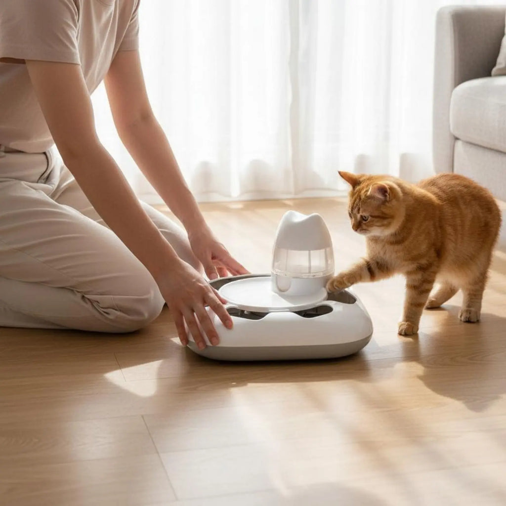 Cat Hunting Game Machine Interactive Play Automatic Cat Toy Electronic Pet Treat Dispenser Random Movement Anti-Rollover Design