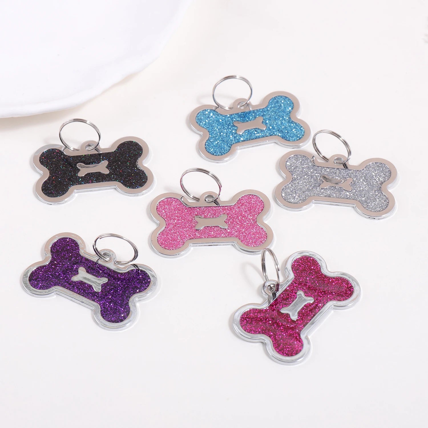 Glitter Custom Text Dog Tags Customized Name Dog ID Tag Laser Engraving Text Number Collar Pendant Personalized Name Pets ID Tag