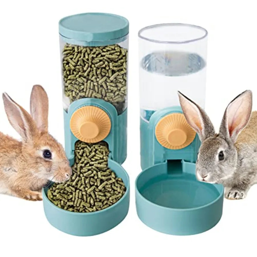 【Spot goods】35oz Hanging Automatic Food Water Dispenser Gravity Pet Auto Feeder Waterer Set for Rabbit Cat Dog Chinchilla Ferre