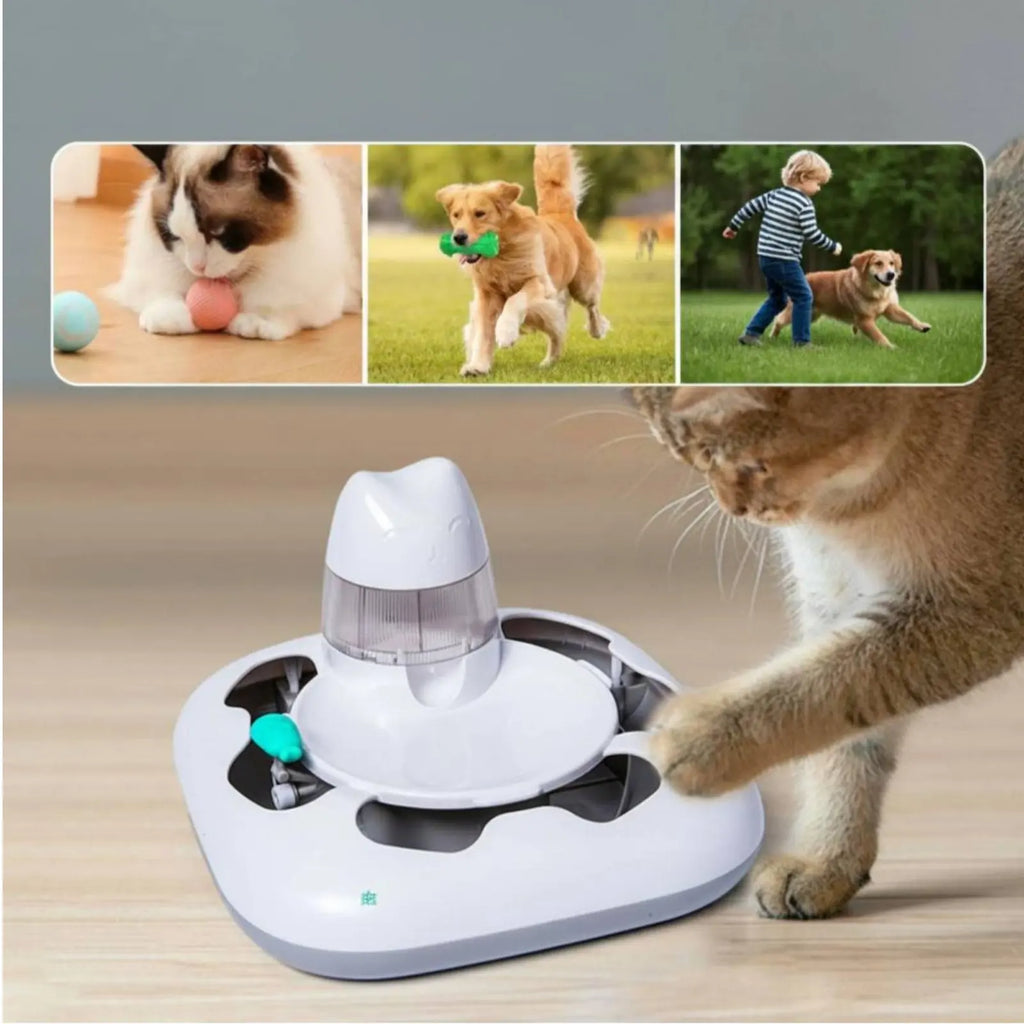 Cat Hunting Game Machine Interactive Play Automatic Cat Toy Electronic Pet Treat Dispenser Random Movement Anti-Rollover Design