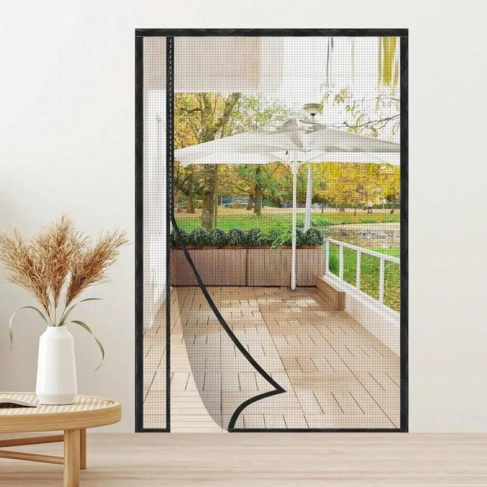 Screen Door Mesh, Reversible Left Or Right Side Opening,Upgraded PET Material Mesh French Door Screen Magnetic Closure For Slid
