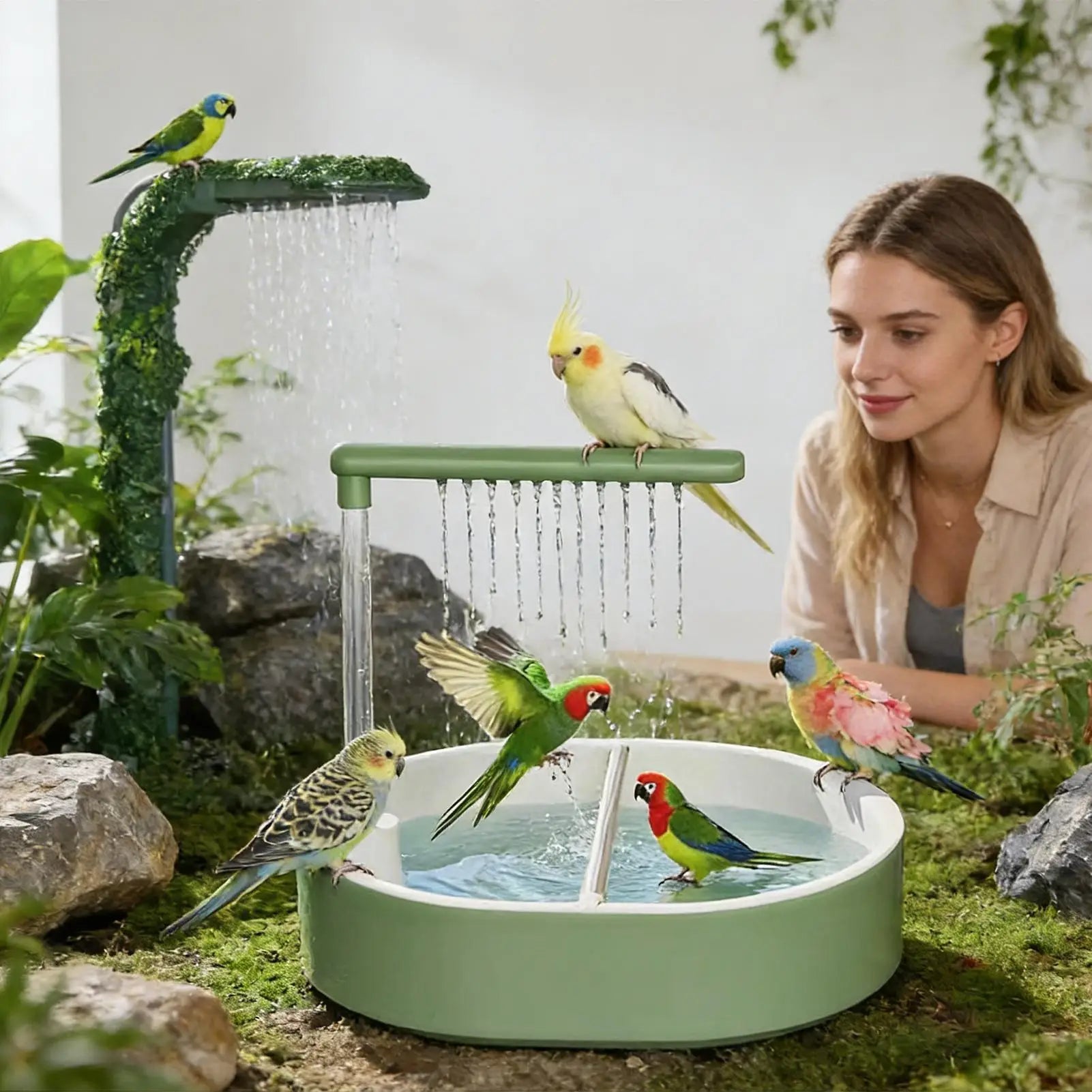 Pet Parrot USB Powered Bathtub Automatic Bird Bath Parrot Bath For Cage Indoor Parakeet Parrot Finch Cockatiel Conure Lovebird