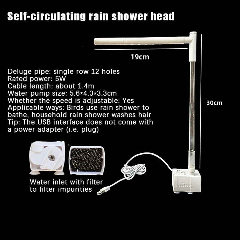 New Sale 2026 Automatic Parrot Bird Bath Tub USB Electric Pet Circulating Water Bathtub Shower Fountain Pet Supplies