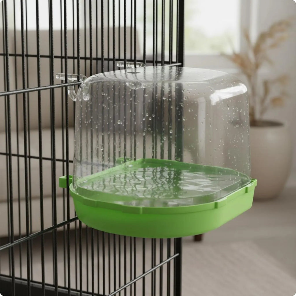 Bird Bathing Box Easy to Install Bird Shower Box Enclosure Accessory Non Pet Supply Removable Drawer