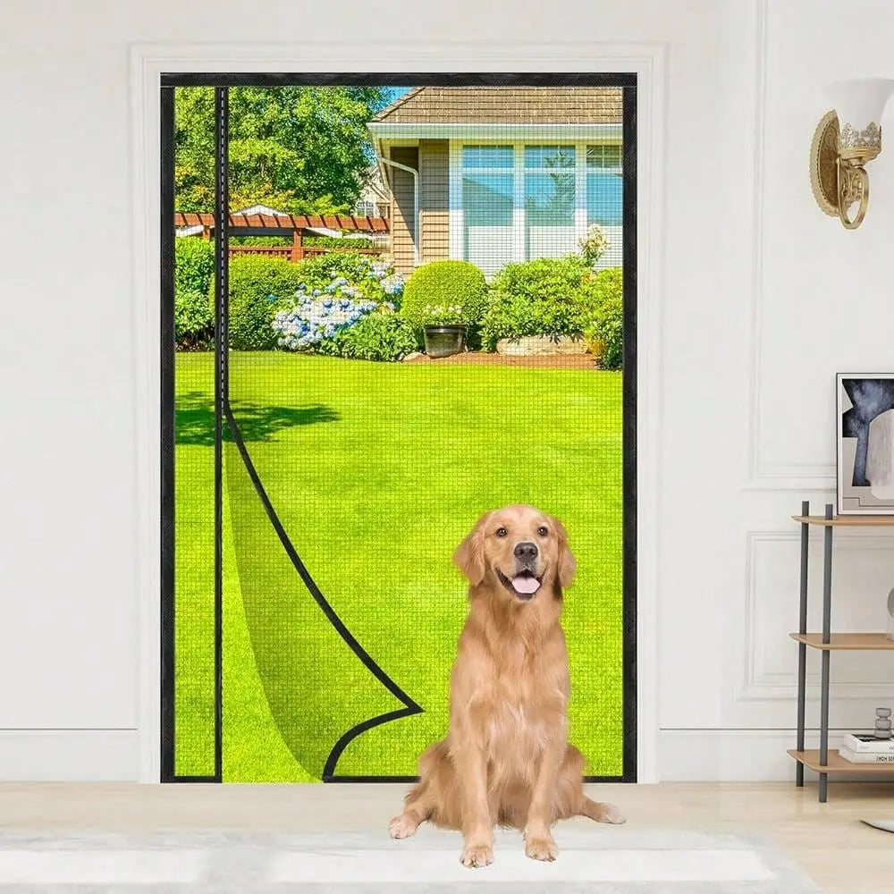 Screen Door Mesh, Reversible Left Or Right Side Opening,Upgraded PET Material Mesh French Door Screen Magnetic Closure For Slid