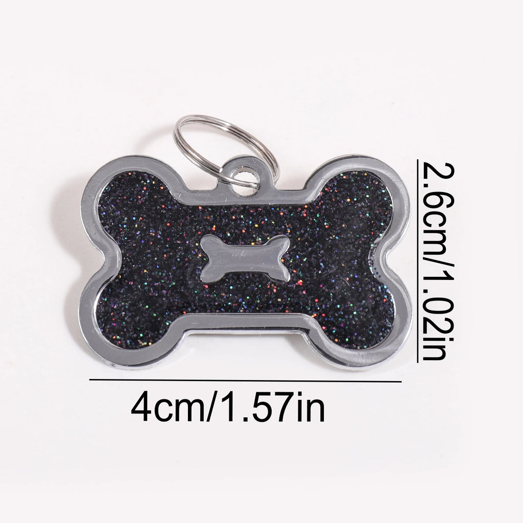 Glitter Custom Text Dog Tags Customized Name Dog ID Tag Laser Engraving Text Number Collar Pendant Personalized Name Pets ID Tag