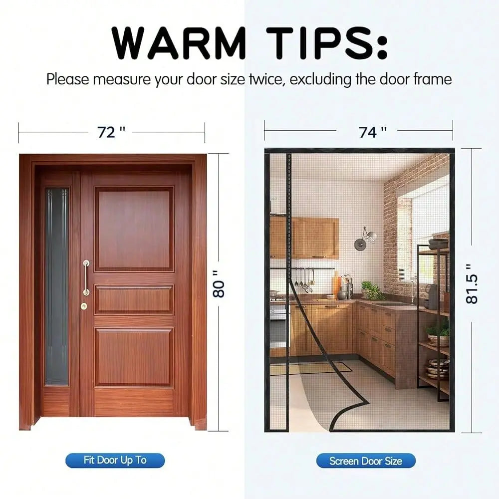 Screen Door Mesh, Reversible Left Or Right Side Opening,Upgraded PET Material Mesh French Door Screen Magnetic Closure For Slid