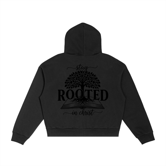 Chosen Generation Stay Rooted In Christ Contrast Plaid Boxy Zip Hoodie