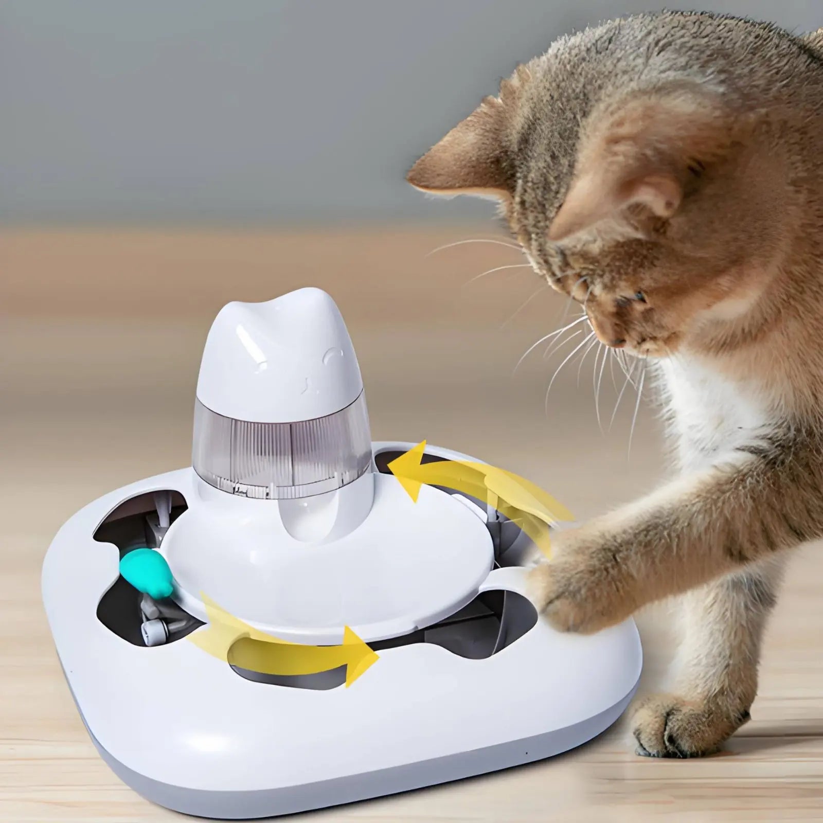 Cat Hunting Game Machine Interactive Play Automatic Cat Toy Electronic Pet Treat Dispenser Random Movement Anti-Rollover Design
