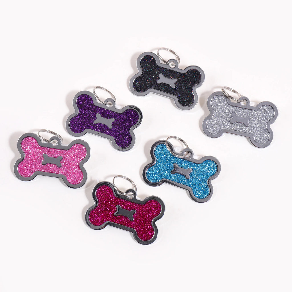 Glitter Custom Text Dog Tags Customized Name Dog ID Tag Laser Engraving Text Number Collar Pendant Personalized Name Pets ID Tag