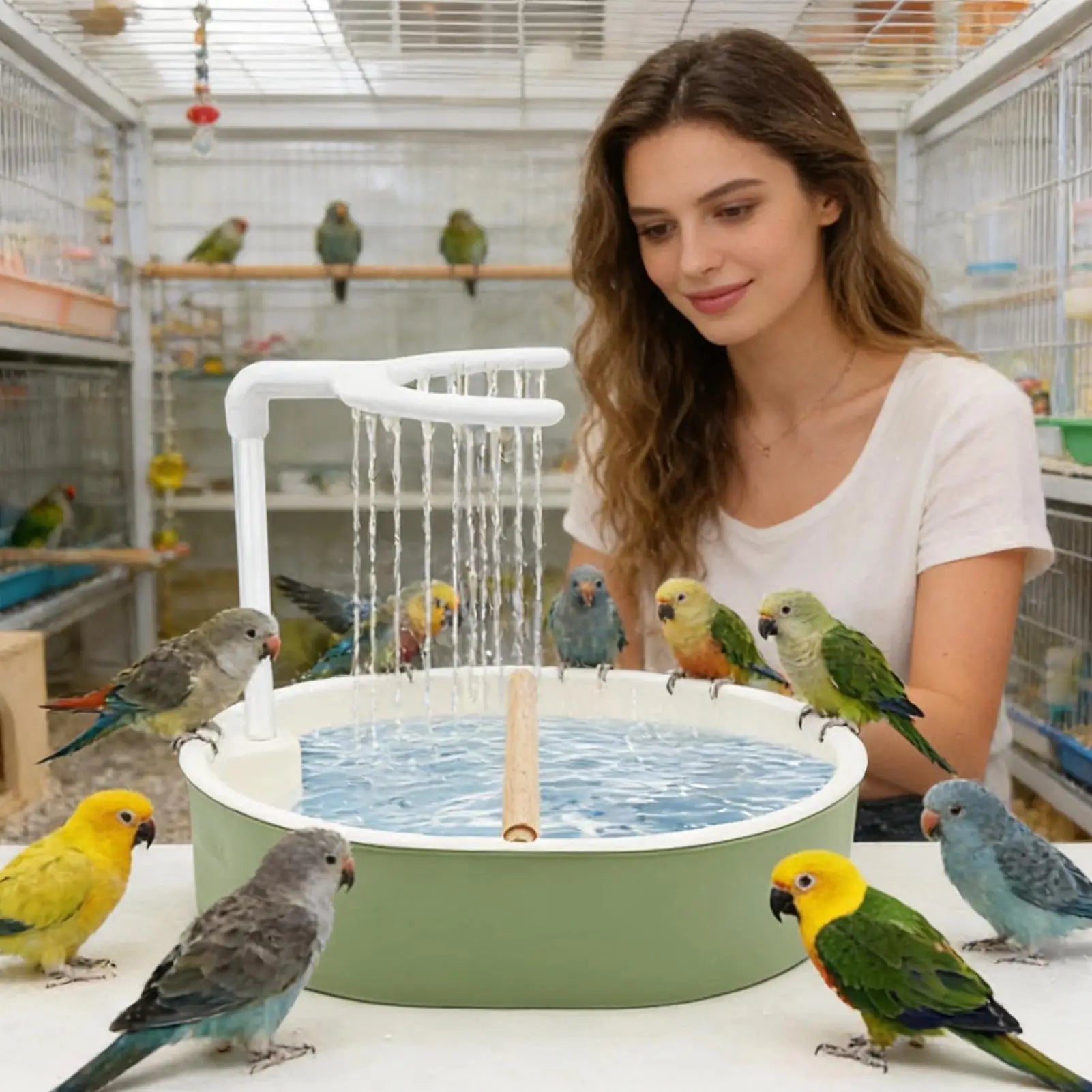 Pet Parrot USB Powered Bathtub Automatic Bird Bath Parrot Bath For Cage Indoor Parakeet Parrot Finch Cockatiel Conure Lovebird