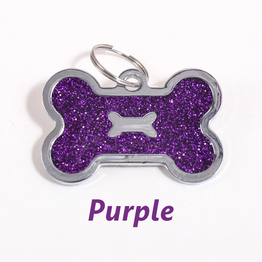 Glitter Custom Text Dog Tags Customized Name Dog ID Tag Laser Engraving Text Number Collar Pendant Personalized Name Pets ID Tag