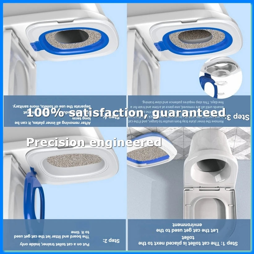 Cat Toilet Training Kit, Universal Reusable Cat Toilet Trainer, Cat Toilet Training Seat Tool for Pet Cleaning Blue-A23R
