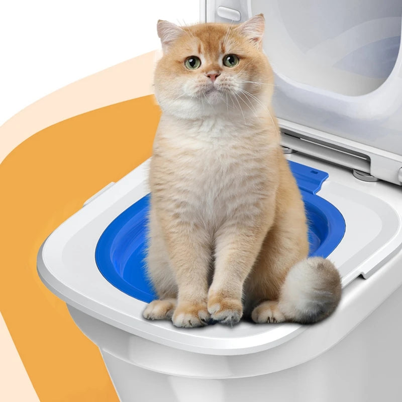 Cat Toilet Training Kit, Universal Reusable Cat Toilet Trainer, Cat Toilet Training Seat Tool for Pet Cleaning Blue-A23R