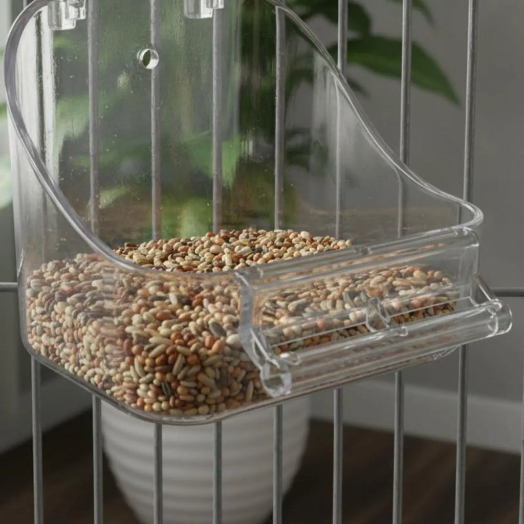 Bird Food Bowl Removable Enclosure Mounted Food Bowl Small Pet Bath Tub Easy to Clean Bird Feeder Cup 2 in 1