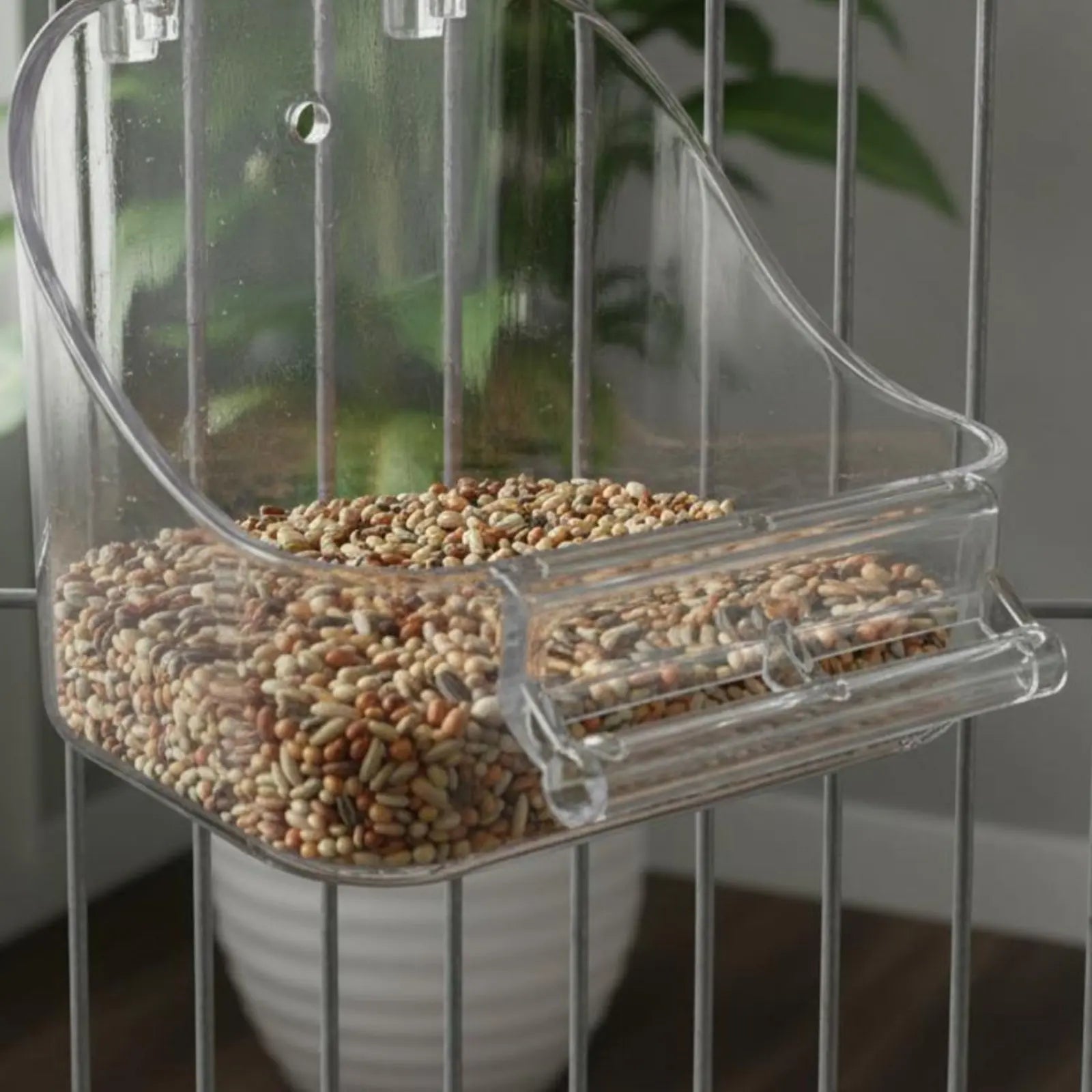 Bird Food Bowl Removable Enclosure Mounted Food Bowl Small Pet Bath Tub Easy to Clean Bird Feeder Cup 2 in 1