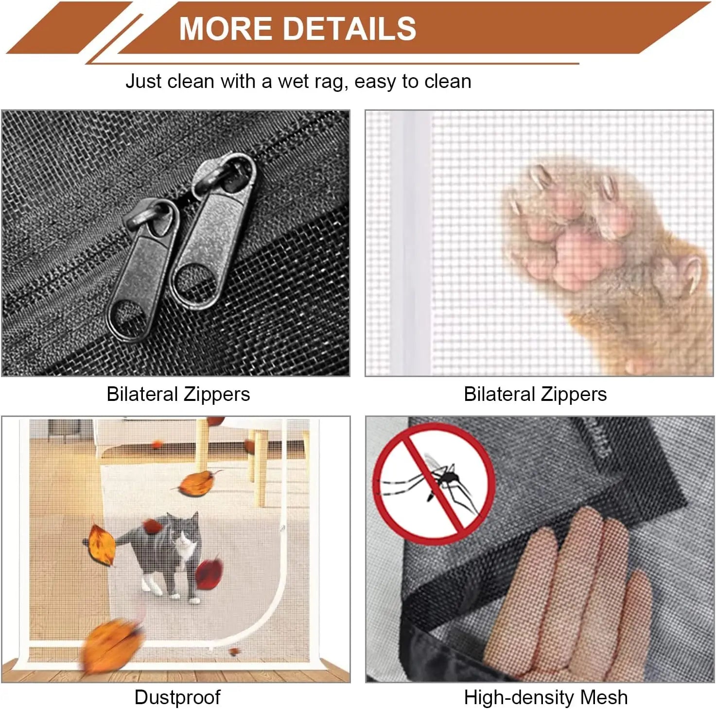 Reinforced Pet Screen Door Thickened Cat Resistant Mesh for Living Room, Patio, Fits 32x80 in, Black