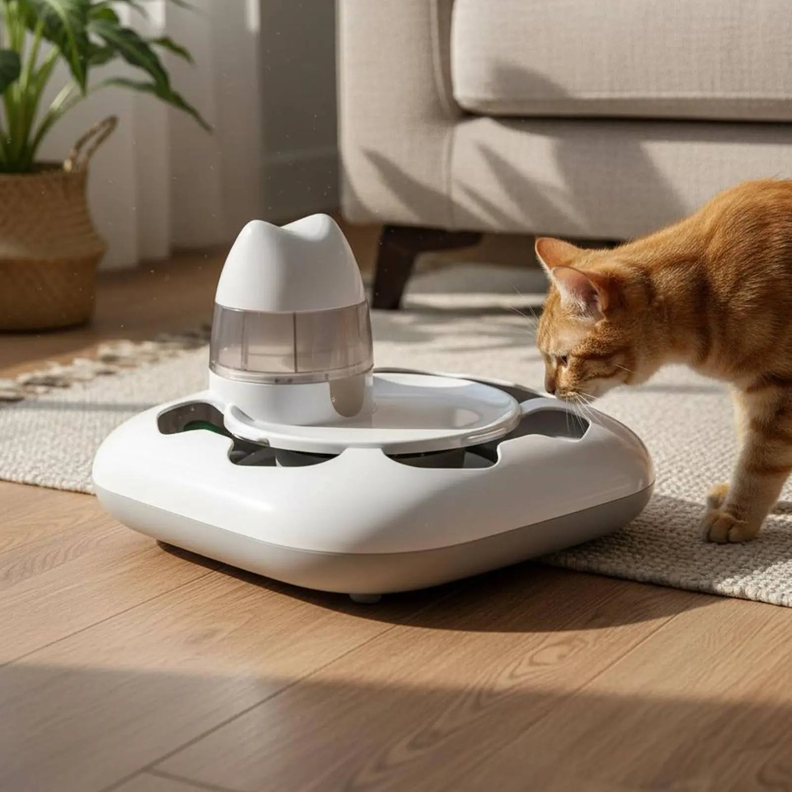 Cat Hunting Game Machine Interactive Play Automatic Cat Toy Electronic Pet Treat Dispenser Random Movement Anti-Rollover Design