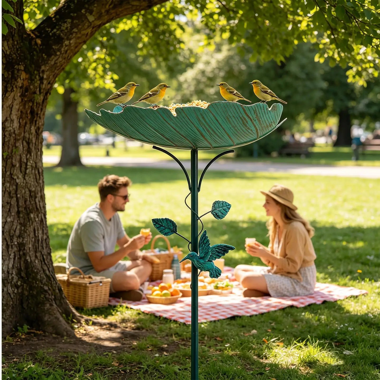 Bird Bath For Outside Stable Leave Shape Feeding Bowl Birdbaths Metal Bird Water Feeder For Pet Aviary Finch Monk Parrots Home