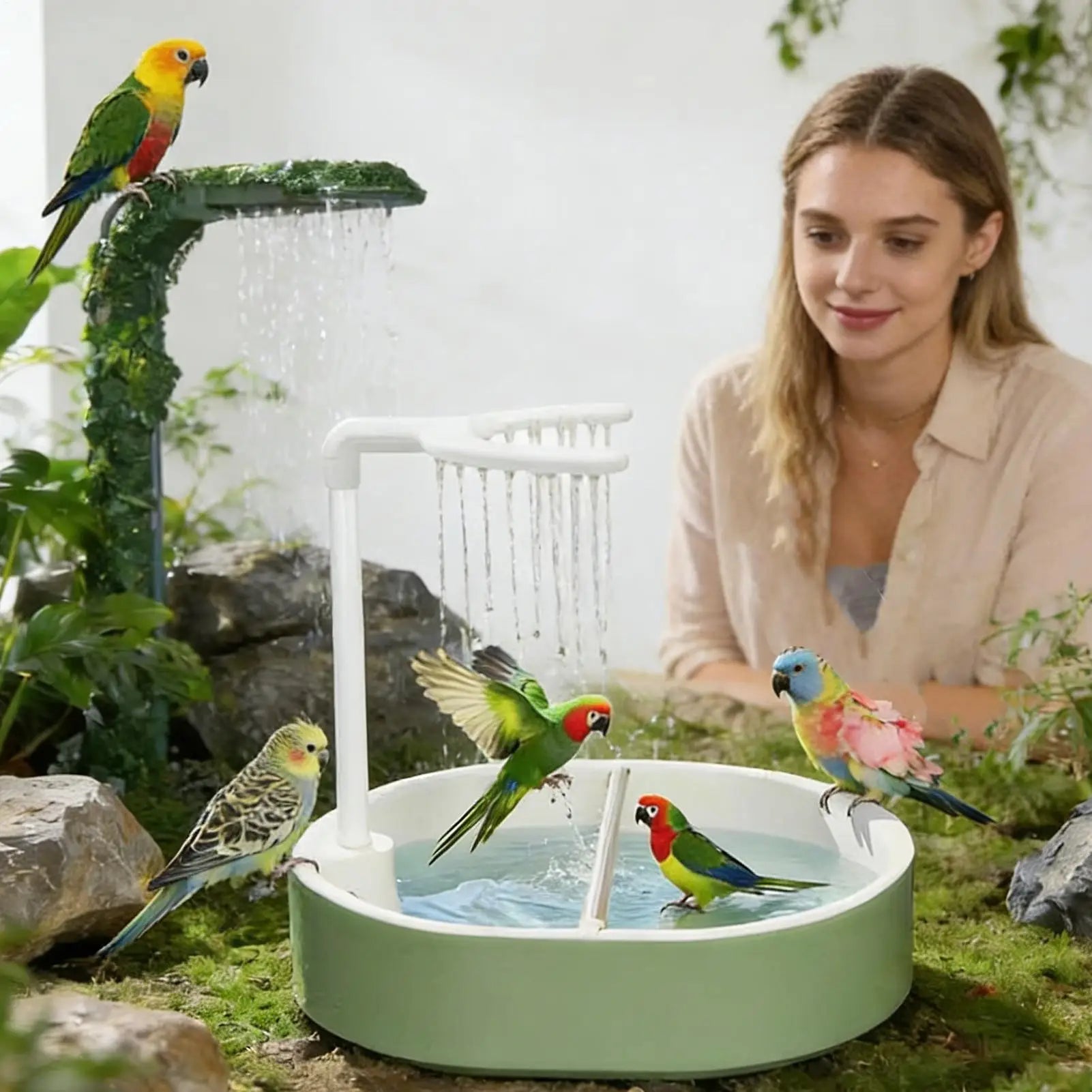 Pet Parrot USB Powered Bathtub Automatic Bird Bath Parrot Bath For Cage Indoor Parakeet Parrot Finch Cockatiel Conure Lovebird