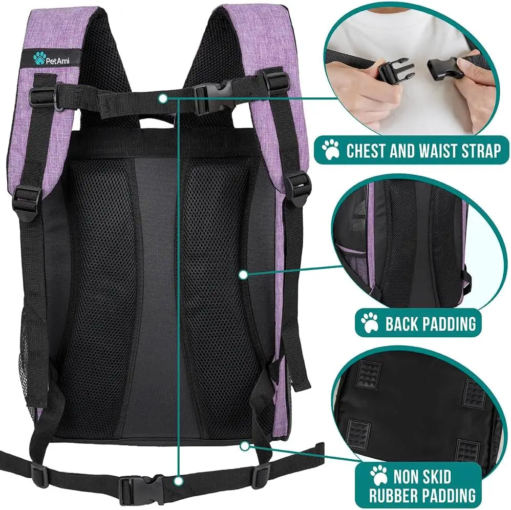 Dog Backpack Carrier for Small Large Cat Pet Puppy, Ventilated Hiking Travel Bag, Airline Approved, Camping Biking Up to 18lbs