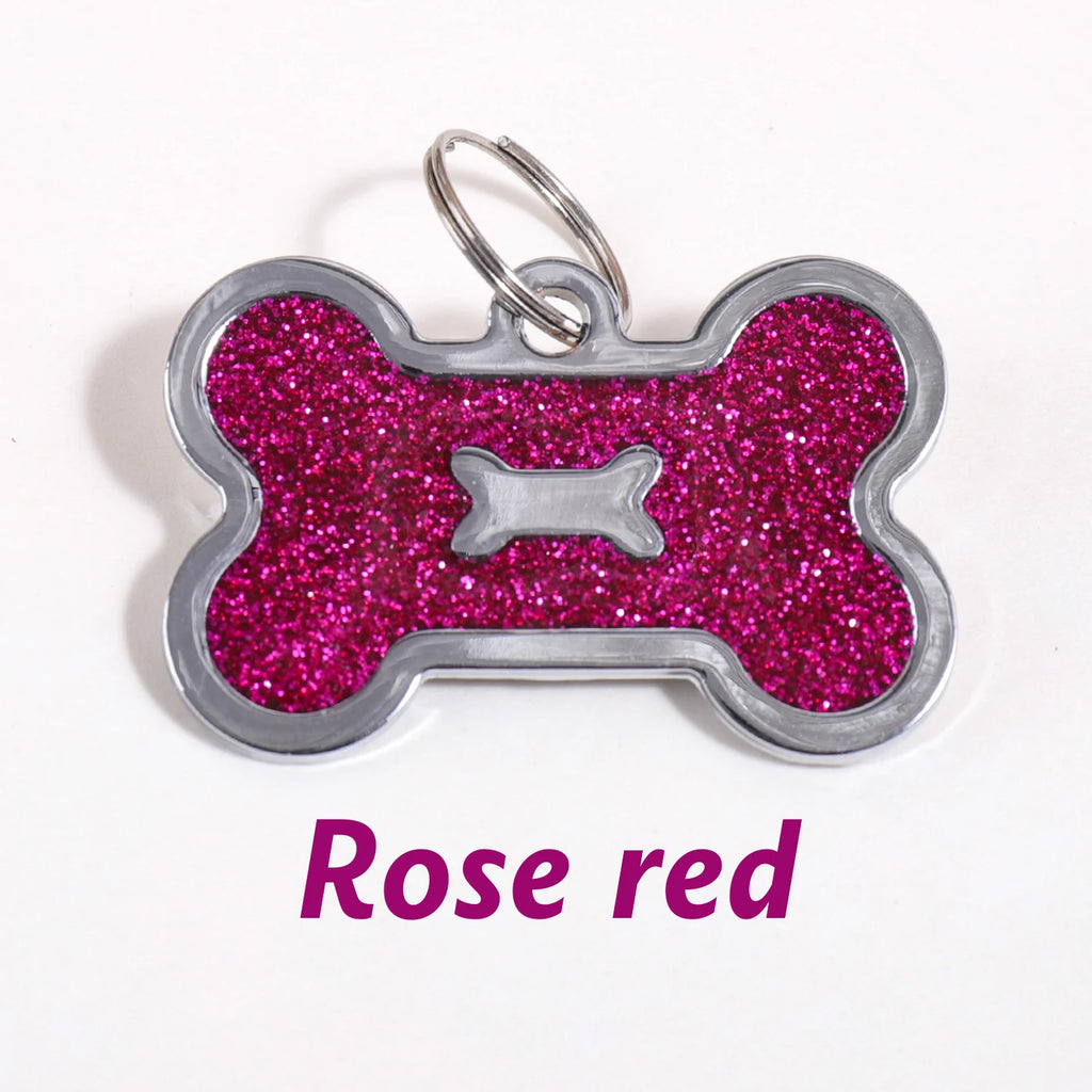 Glitter Custom Text Dog Tags Customized Name Dog ID Tag Laser Engraving Text Number Collar Pendant Personalized Name Pets ID Tag