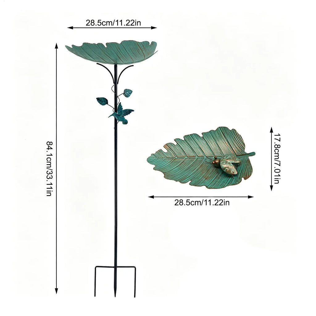 Bird Bath For Outside Stable Leave Shape Feeding Bowl Birdbaths Metal Bird Water Feeder For Pet Aviary Finch Monk Parrots Home