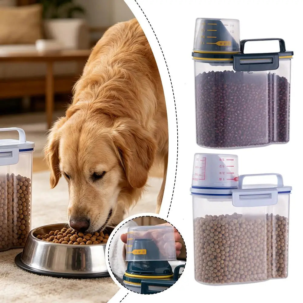 Plastic Pet Food Storage Container with Measuring Cup Durable, Large Capacity, Easy Clean Dry Airtight Pet Food Storage Bin