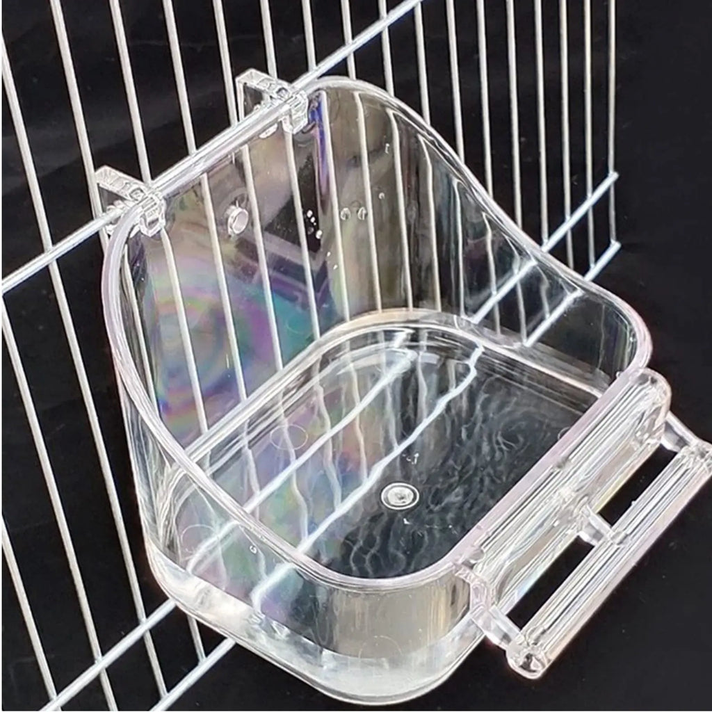 Bird Food Bowl Removable Enclosure Mounted Food Bowl Small Pet Bath Tub Easy to Clean Bird Feeder Cup 2 in 1
