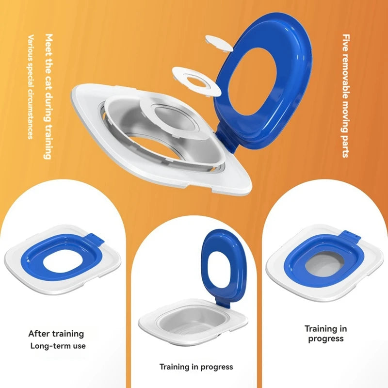 Cat Toilet Training Kit, Universal Reusable Cat Toilet Trainer, Cat Toilet Training Seat Tool for Pet Cleaning Blue-A23R