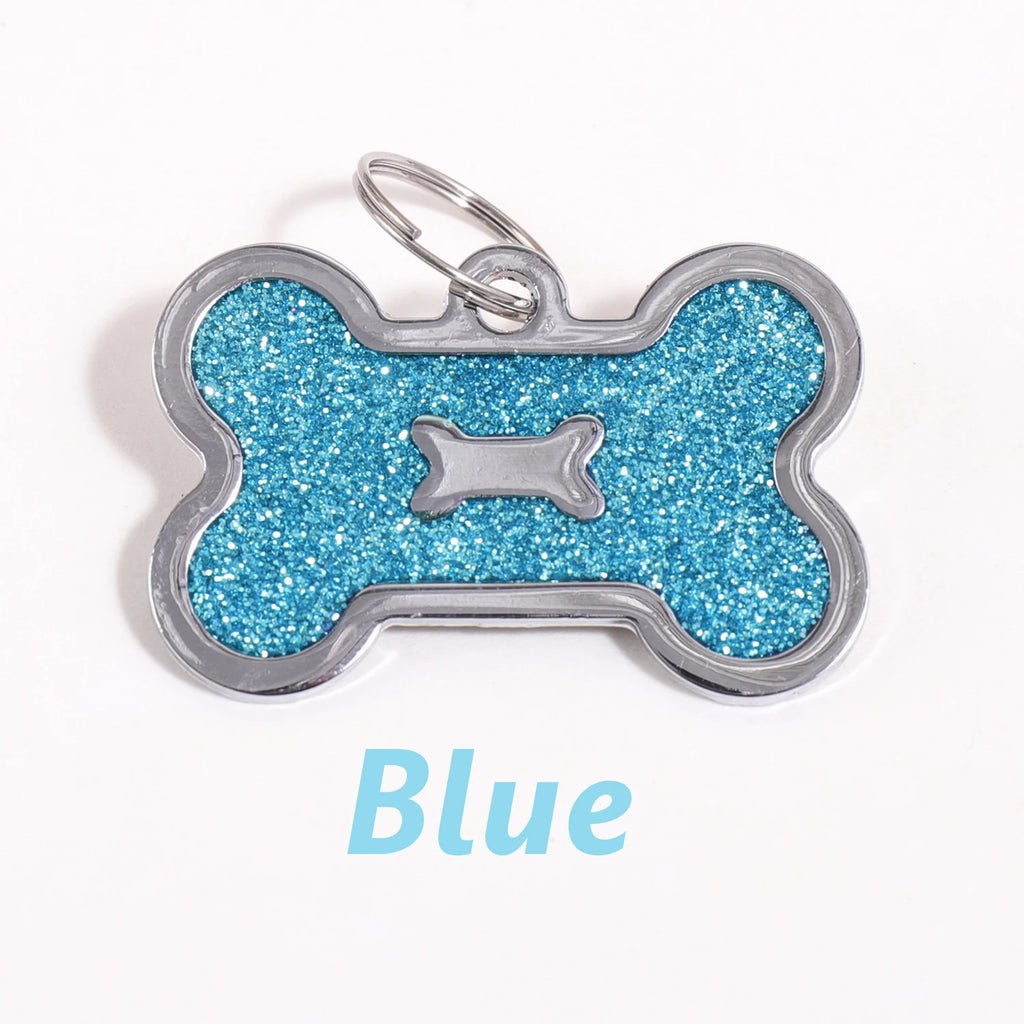 Glitter Custom Text Dog Tags Customized Name Dog ID Tag Laser Engraving Text Number Collar Pendant Personalized Name Pets ID Tag