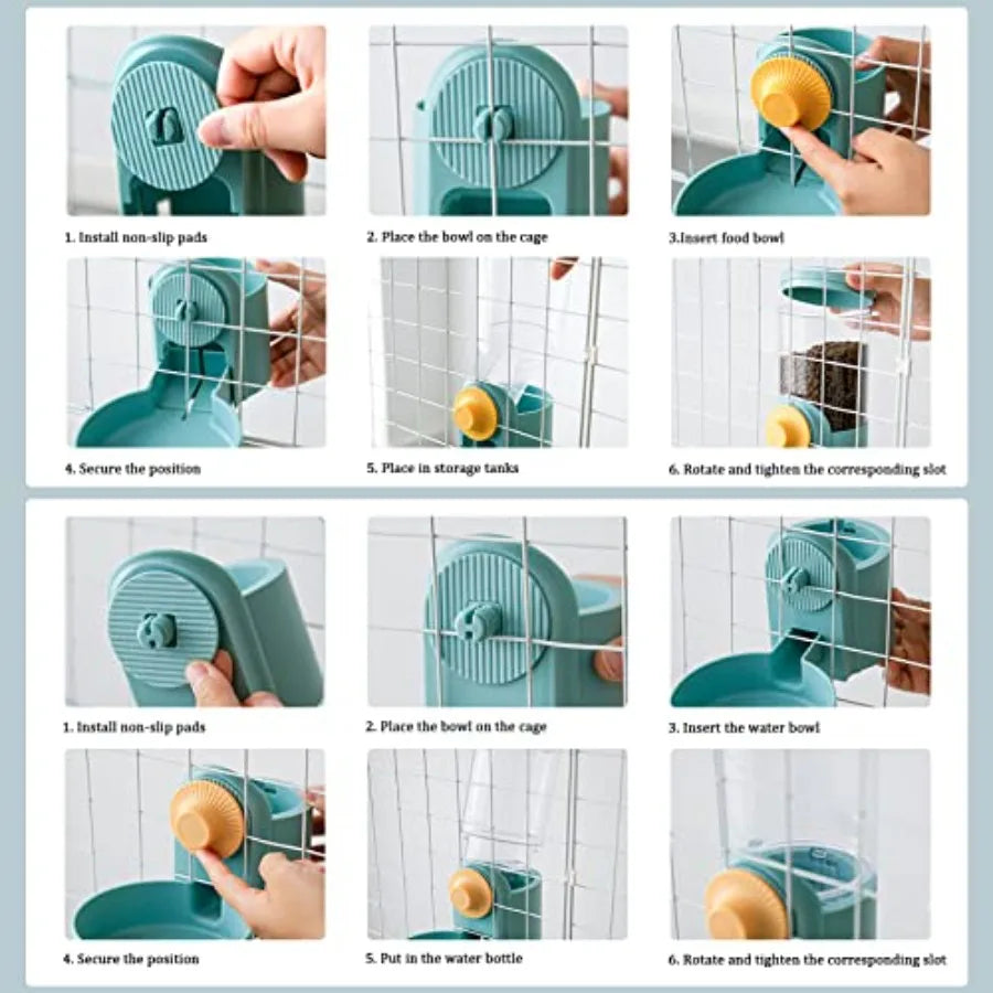 【Spot goods】35oz Hanging Automatic Food Water Dispenser Gravity Pet Auto Feeder Waterer Set for Rabbit Cat Dog Chinchilla Ferre