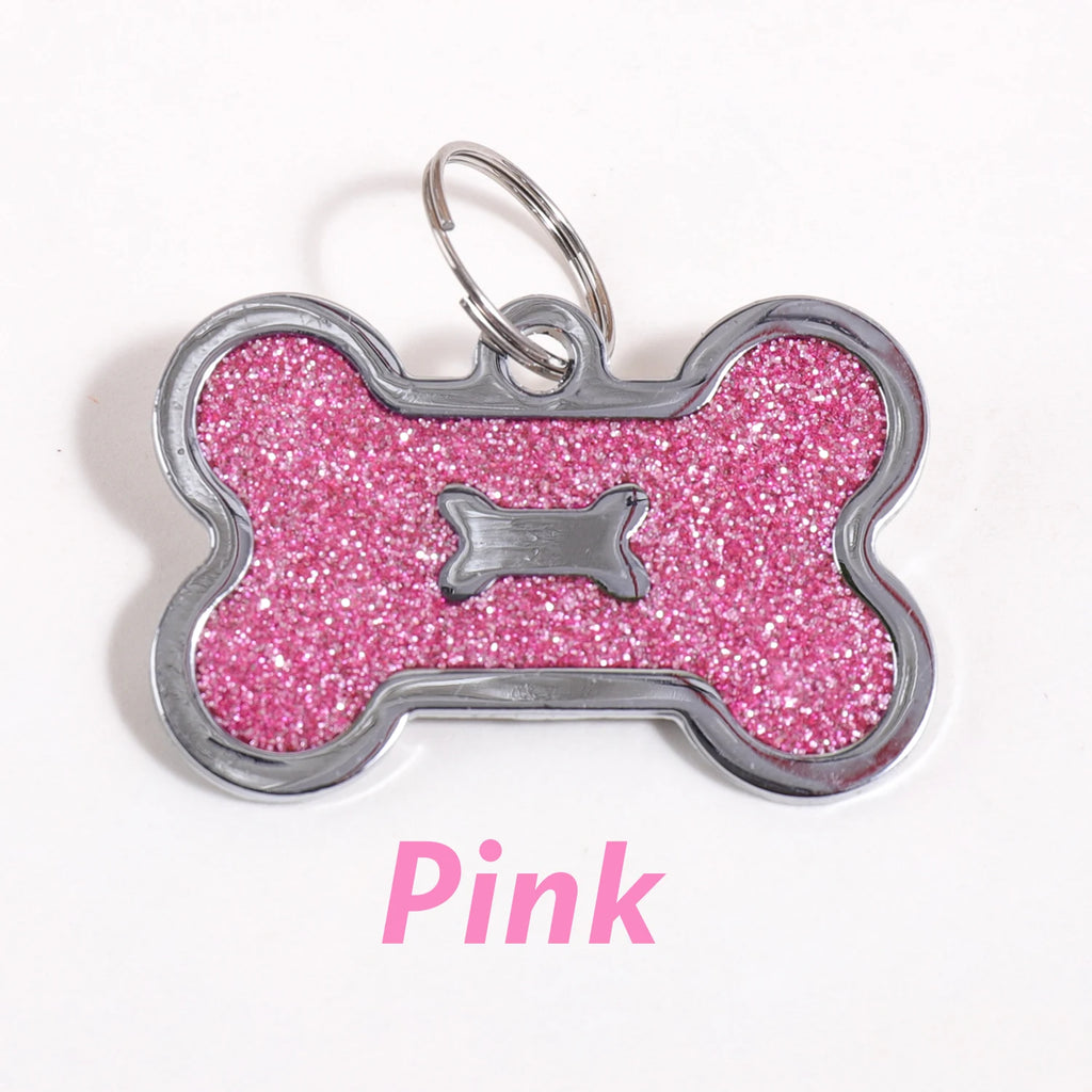 Glitter Custom Text Dog Tags Customized Name Dog ID Tag Laser Engraving Text Number Collar Pendant Personalized Name Pets ID Tag
