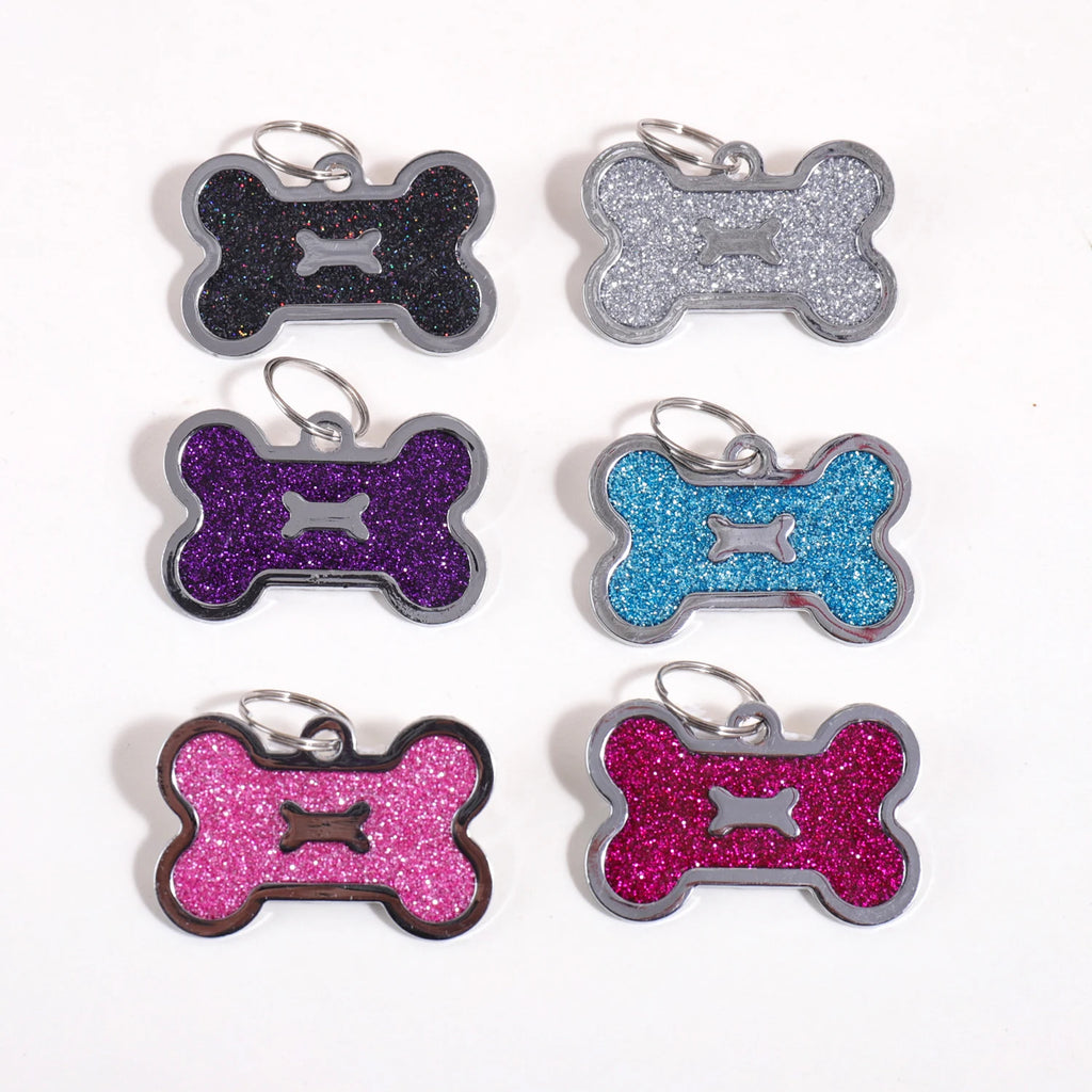 Glitter Custom Text Dog Tags Customized Name Dog ID Tag Laser Engraving Text Number Collar Pendant Personalized Name Pets ID Tag