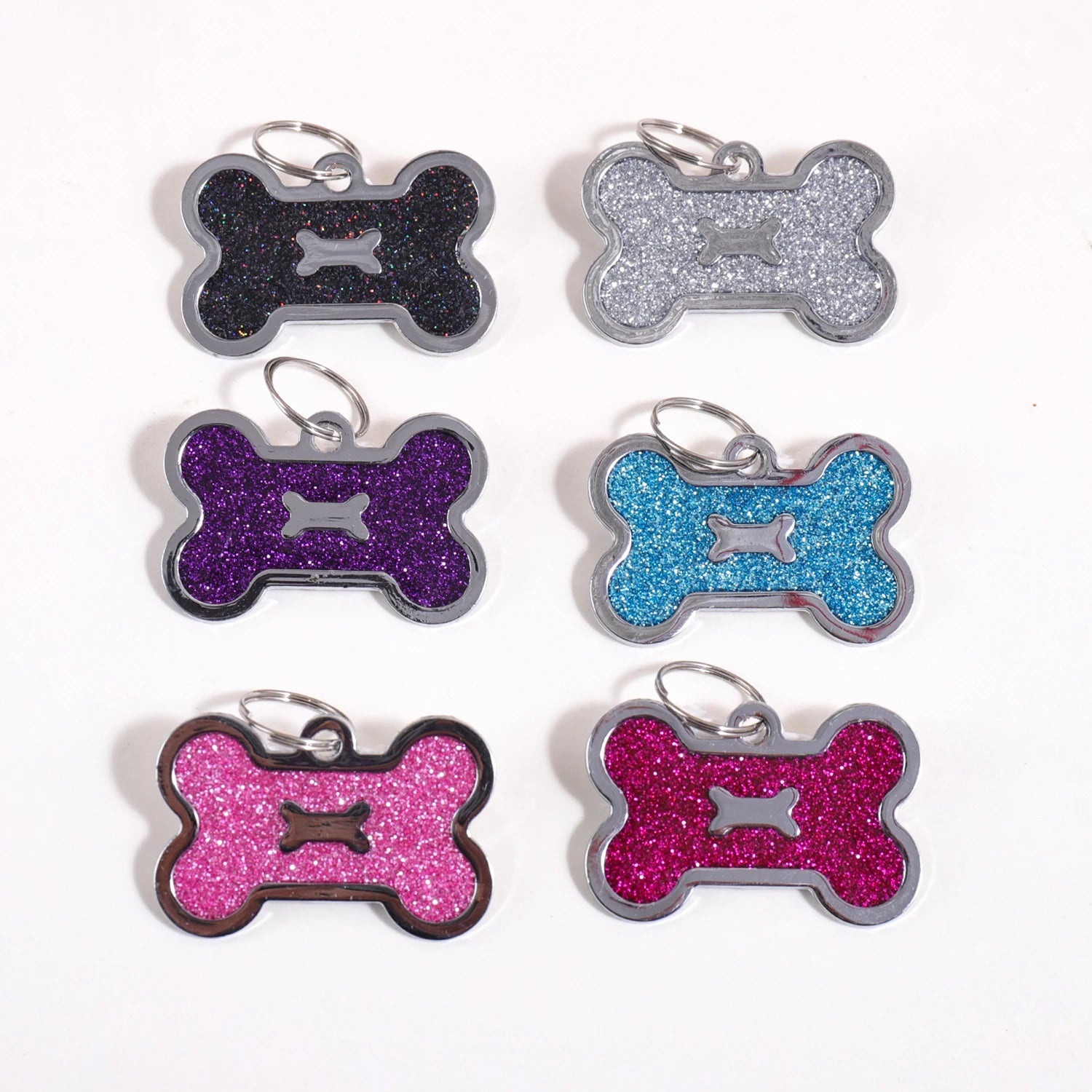 Glitter Custom Text Dog Tags Customized Name Dog ID Tag Laser Engraving Text Number Collar Pendant Personalized Name Pets ID Tag
