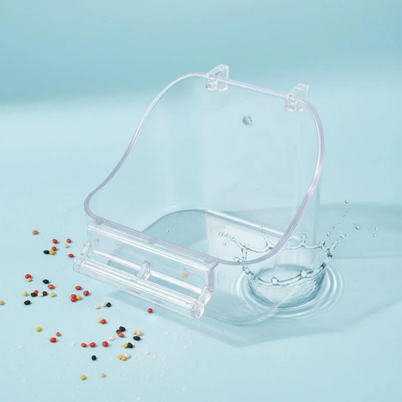 Bird Food Bowl Removable Enclosure Mounted Food Bowl Small Pet Bath Tub Easy to Clean Bird Feeder Cup 2 in 1
