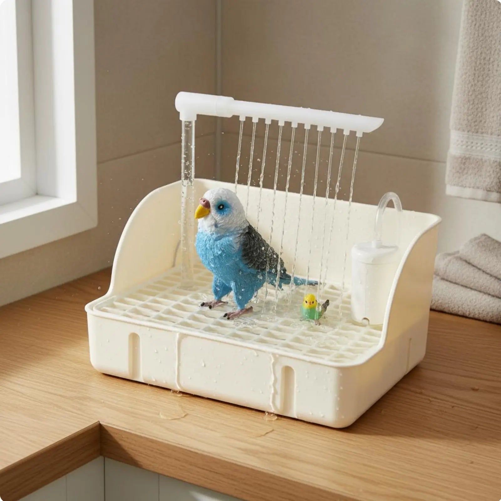 Automatic Avian Shower Easy to Clean Parrot Bathing Tub Electric Avian Water Feature Energy Saving Pet Supplies for Indoor